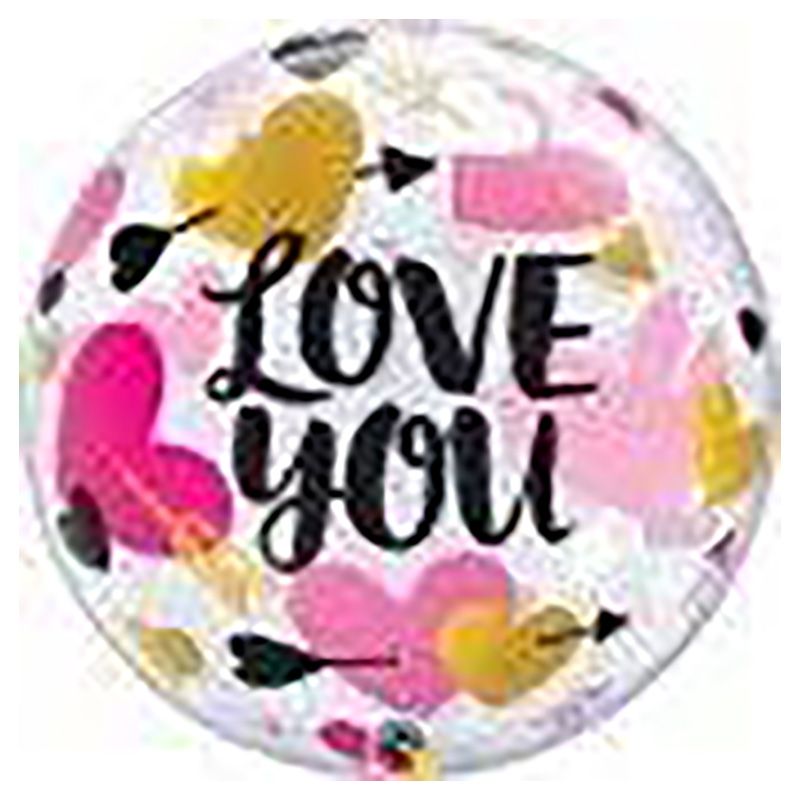 Qualatex - Love You Hearts & Arrows Bubble Balloon - 22In