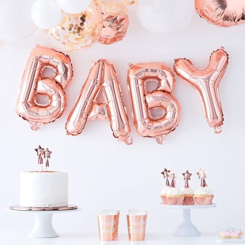 Ginger Ray - Baby Balloon Bunting Rose Gold 4pcs 16In