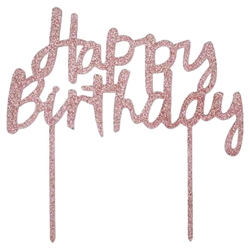 Hootyballoo - 'Happy Birthday' Acrylic Cake Topper - Rose Gold