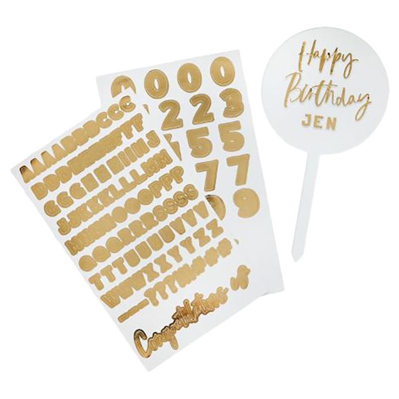 Hootyballoo - Acrylic Cake Topper & Sticker Sheets - 2pcs - Gold