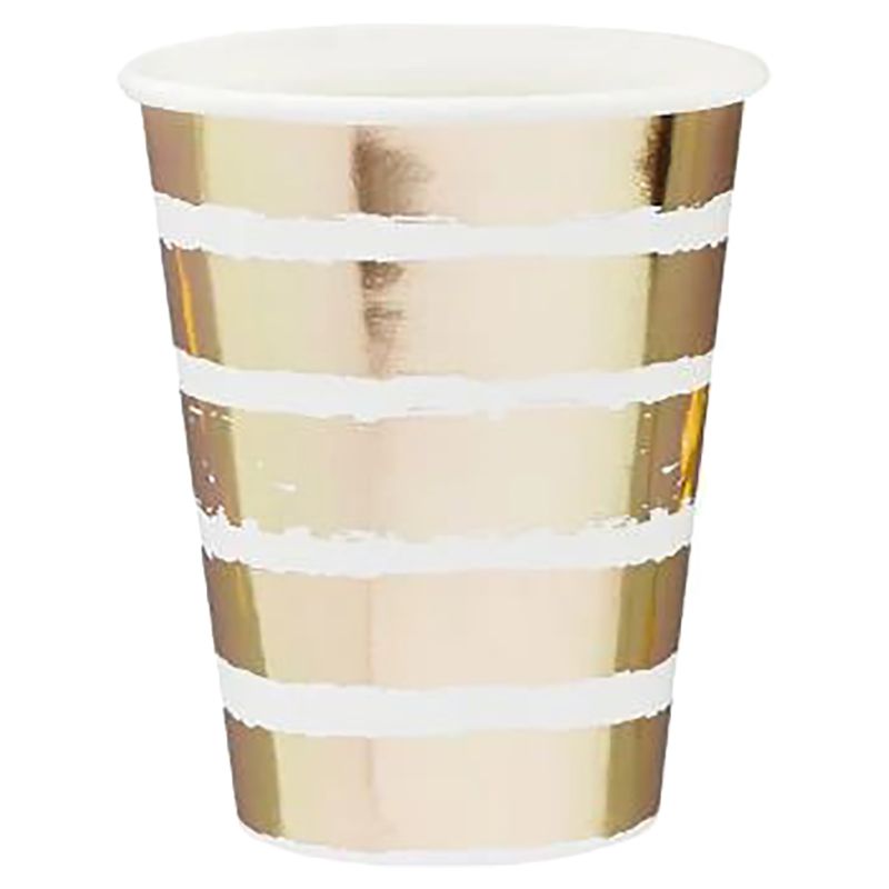 Hootyballoo - Striped Paper Cups - 8Oz - 10pcs - Gold