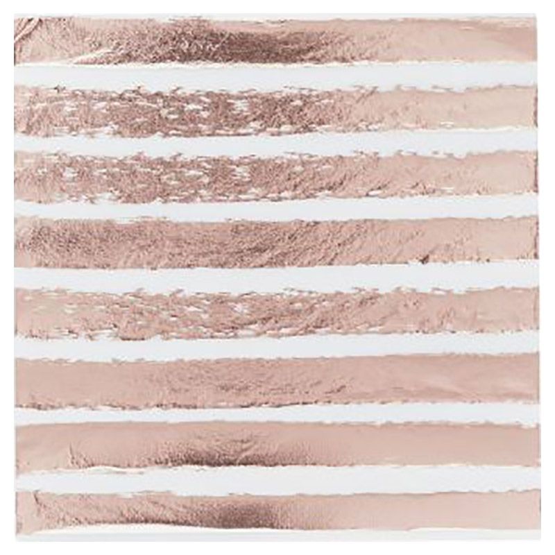 Hootyballoo - Striped Paper Napkins - 16pcs - Rose Gold