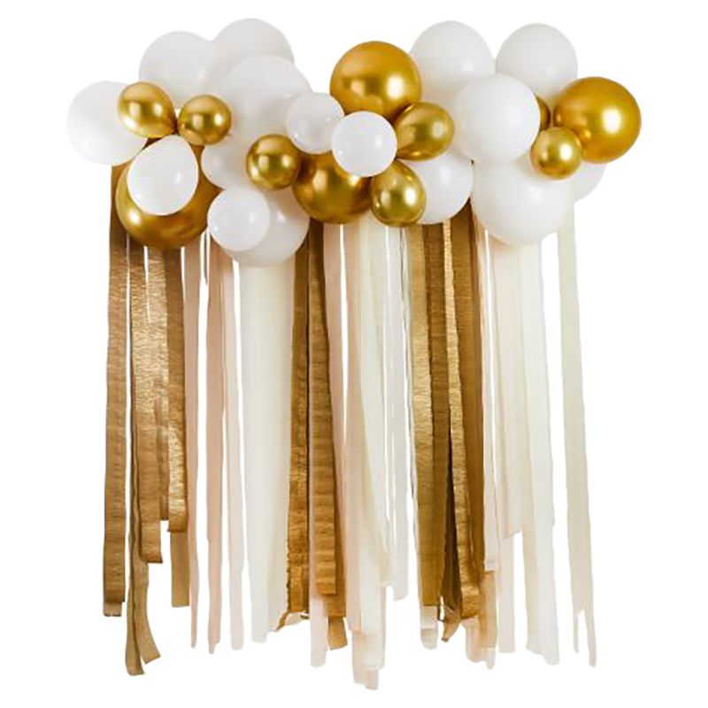 Hootyballoo - Metallic Balloon & Streamer Backdrop Set - Gold