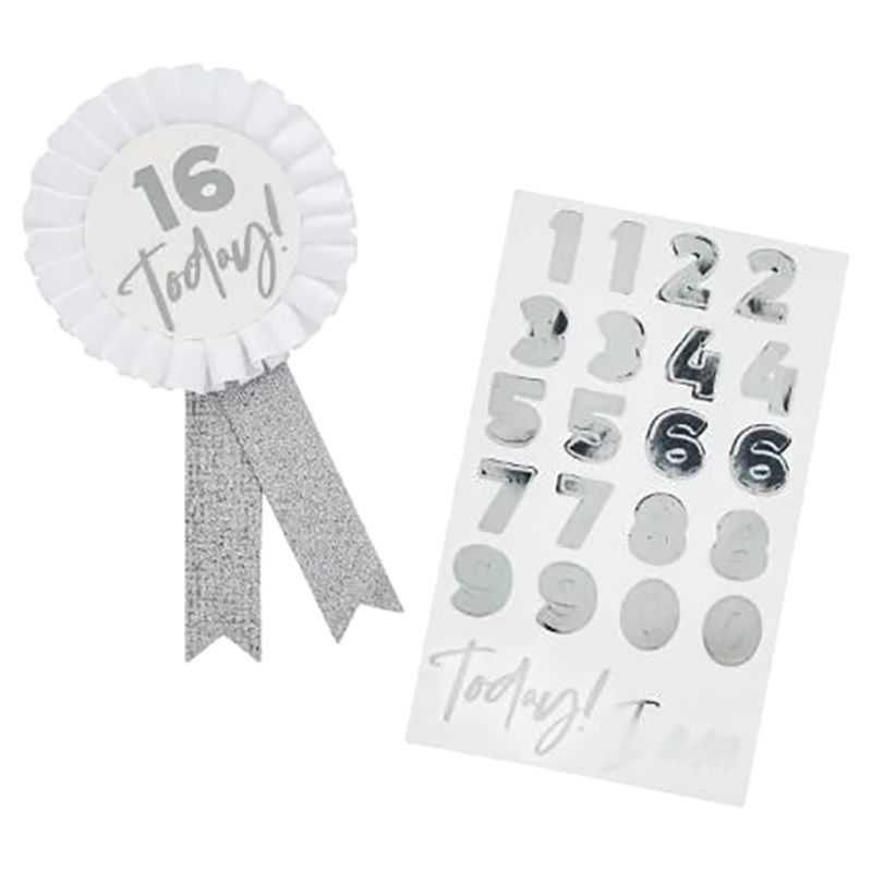 Hootyballoo - Milestone Birthday Badge w/ 1 Sticker Sheet - Silver