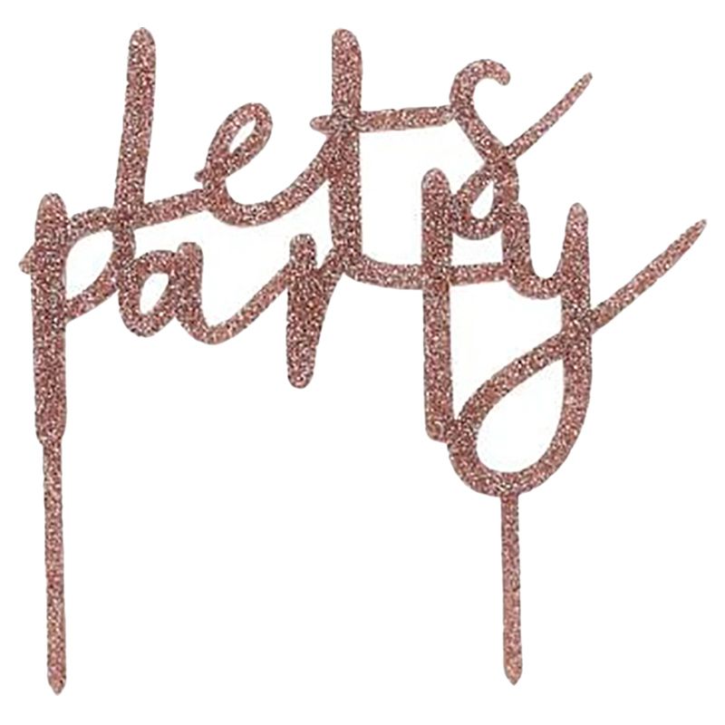 Hootyballoo - 'Lets Party' Acrylic Cake Topper - Rose Gold