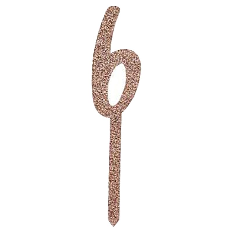 Hootyballoo - Acrylic '6' Cake Topper - Rose Gold 