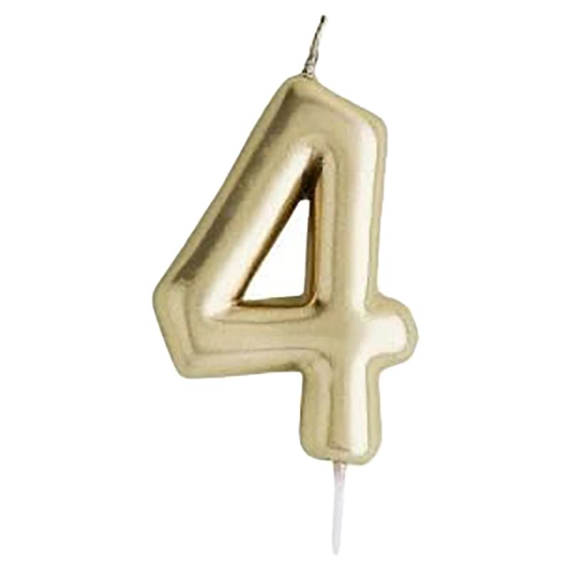 Hootyballoo - Number '4' Candle - Gold