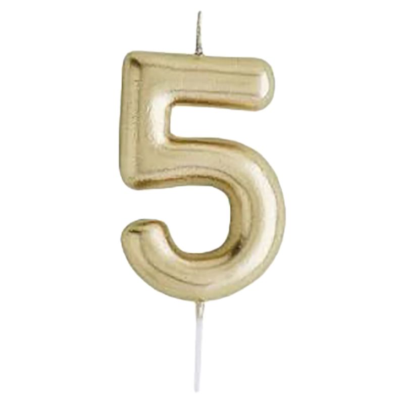 Hootyballoo - Number '5' Candle - Gold