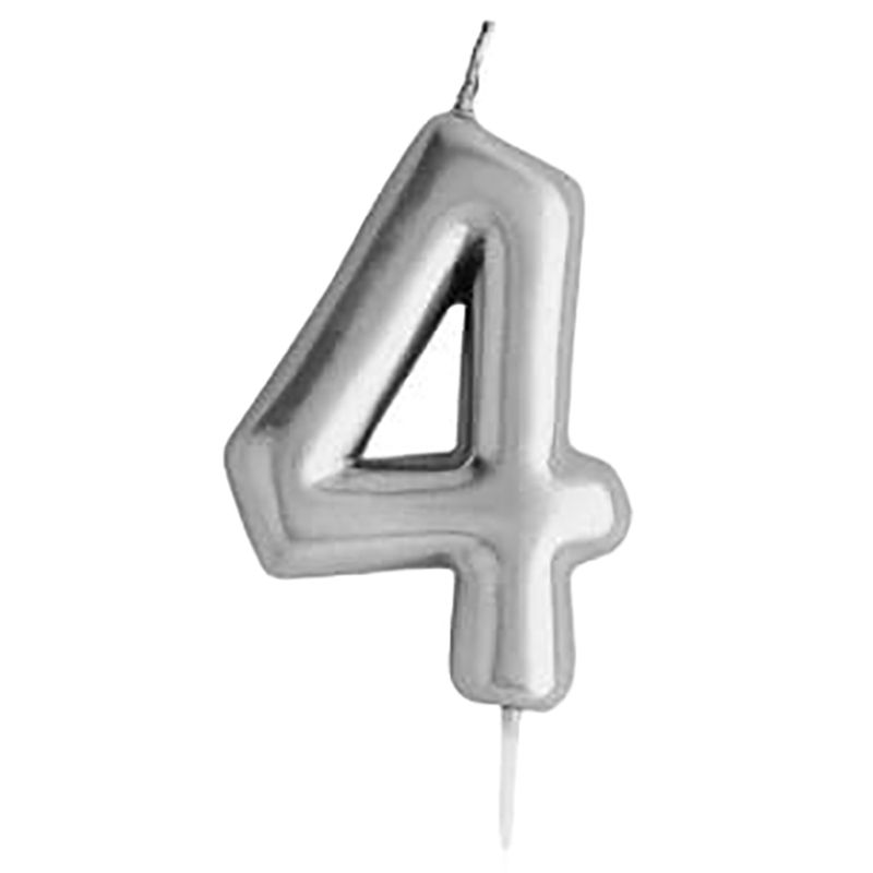 Hootyballoo - Number '4' Candle - Silver