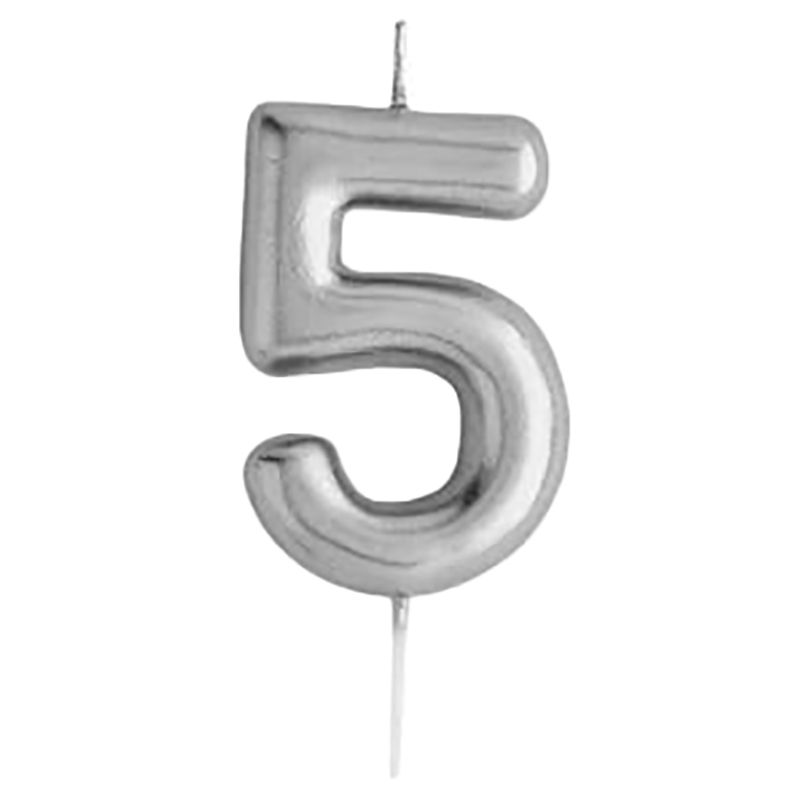 Hootyballoo - Number '5' Candle - Silver