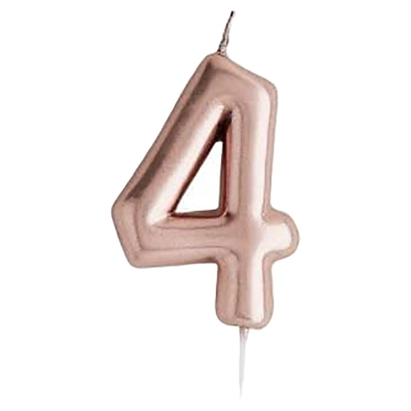 Hootyballoo - Number '4' Candle - Rose Gold 