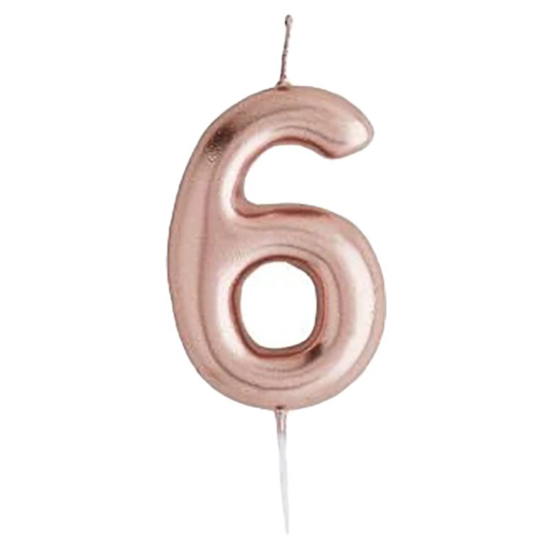 Hootyballoo - Number '6' Candle - Rose Gold 