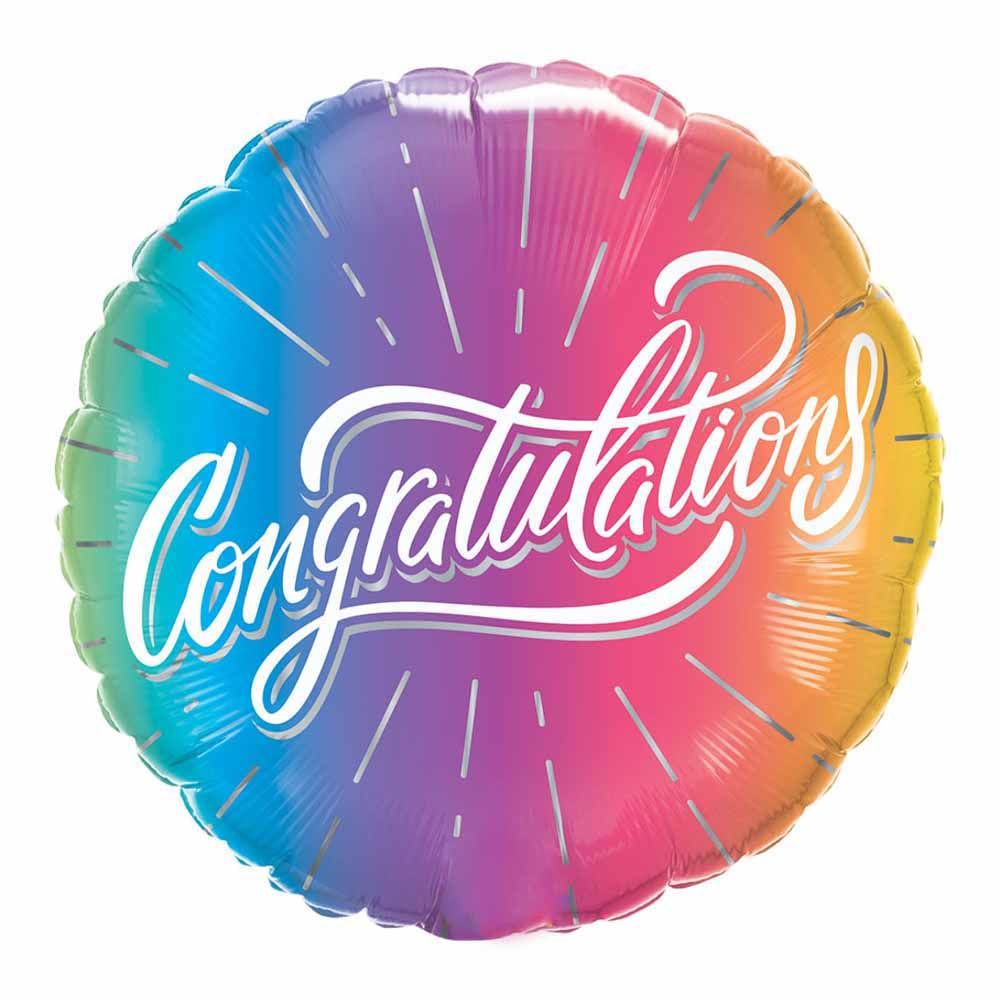 Qualatex - Round Congratulations Ombre Foil Balloon 18 Inch