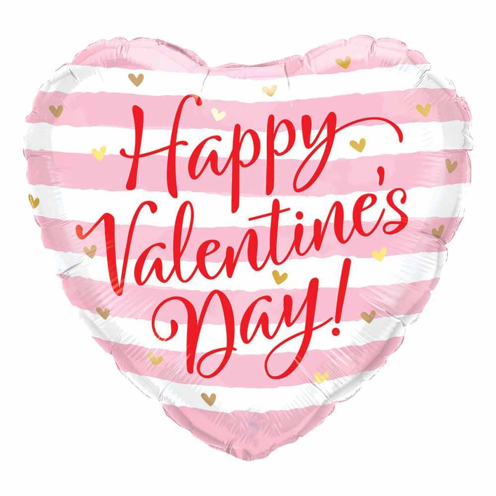 Qualatex - Valentine's Pink Stripes Foil Balloon 18 Inch