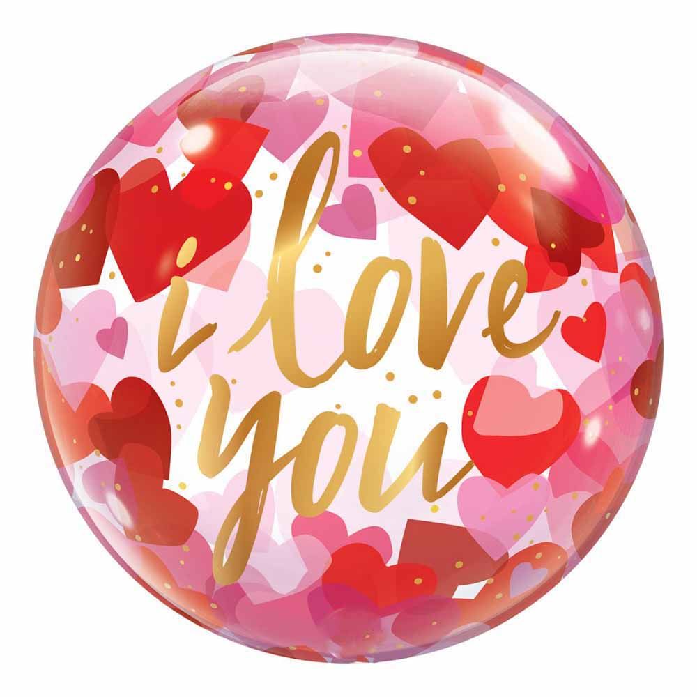 Qualatex - I Love You Paper Hearts Bubble Balloon 22 Inch