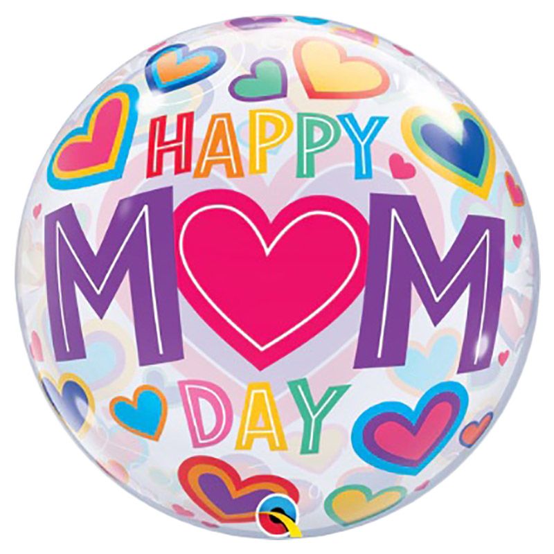 Qualatex - Mom Day Big Hearts Bubble Balloon - 22-inch