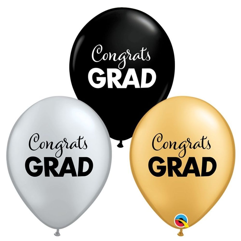 Qualatex - Simply Congrats Grad Balloon - Pack of 25 - Assorted