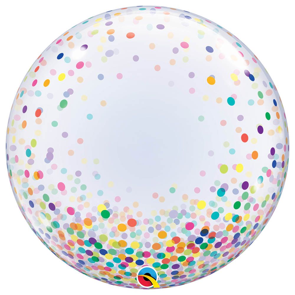 Qualatex - Deco Bubble Colorful Confetti Dots Balloon - 24-inch