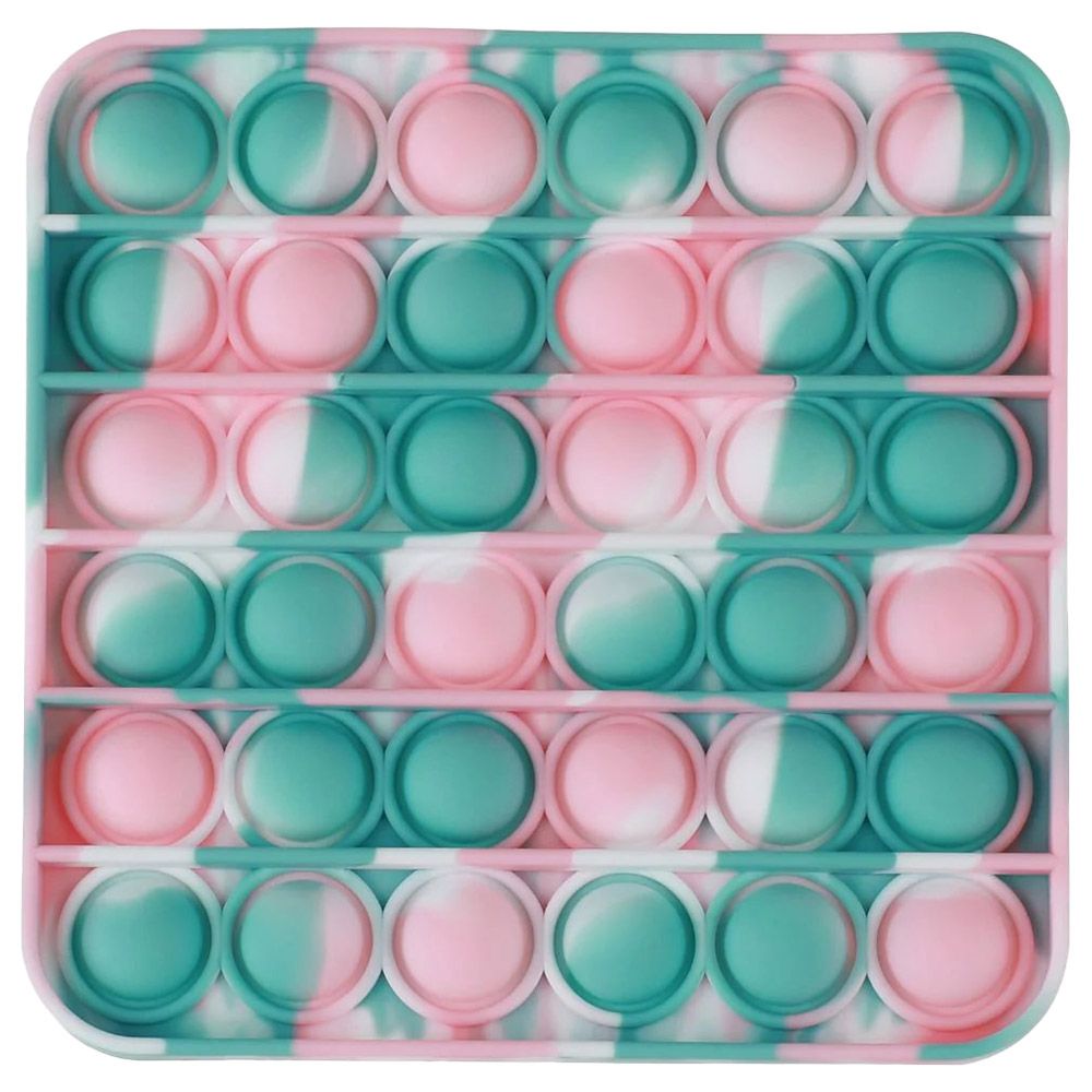 Squizz Toys - Pop The Bubble Square Tie Toy - Green/Pink