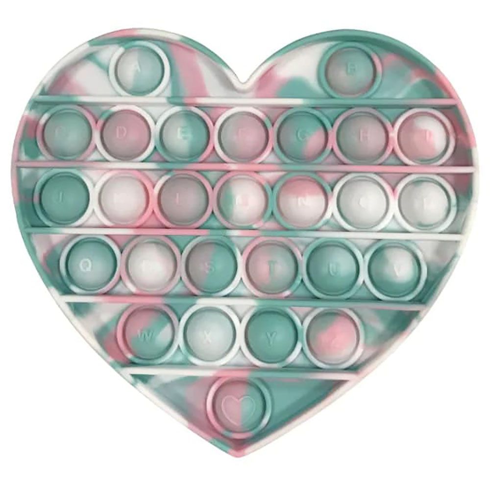 Squizz Toys - Pop The Bubble Heart Tie Toy - Green/Pink