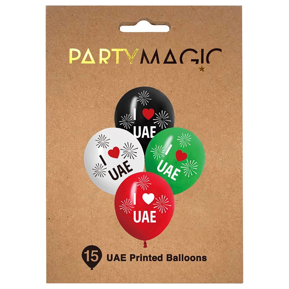 Party Magic UAE Balloons 15pc-Set - Red/Green/White/Black