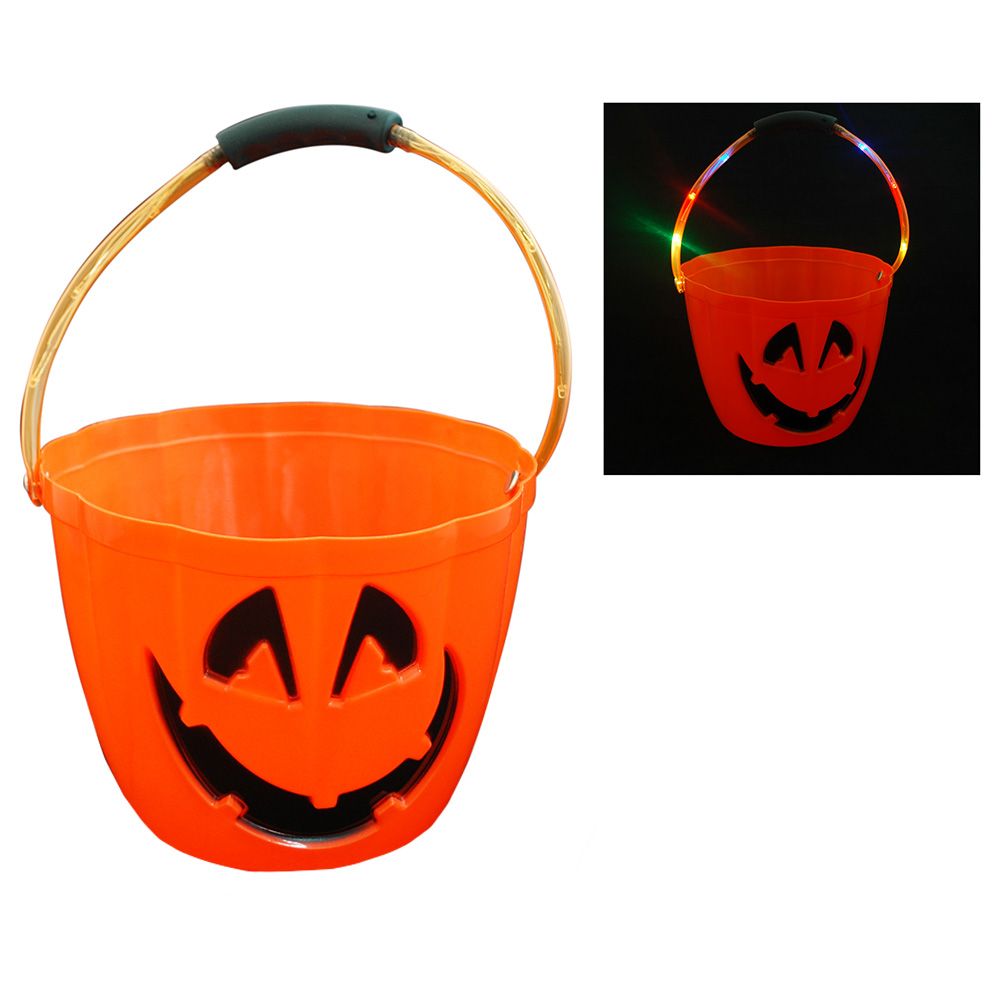 Party Magic - Pumpkin Bucket With Flashing Light - Orange