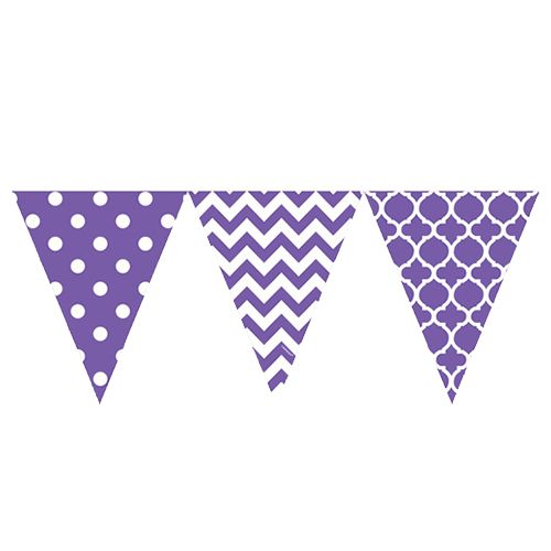 Amscan - Dots & Chevron Pennant Banner Large 12ft - Purple