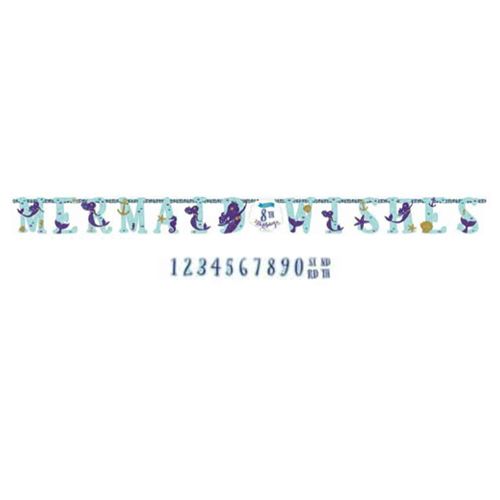 Mermaid Wishes Jumbo Add-An-Age Letter Banner