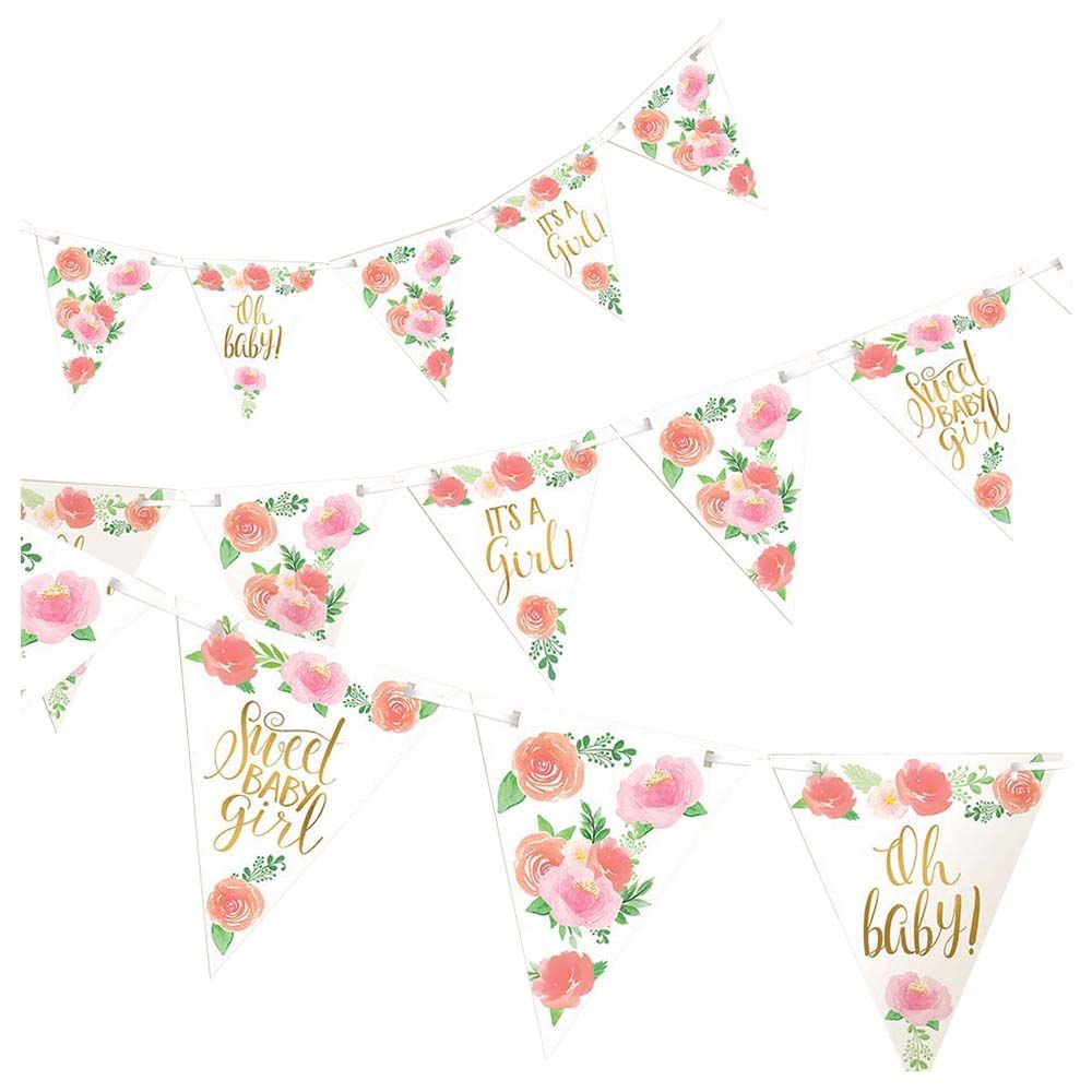 Amscan - Floral Baby Girl Pennant Banner