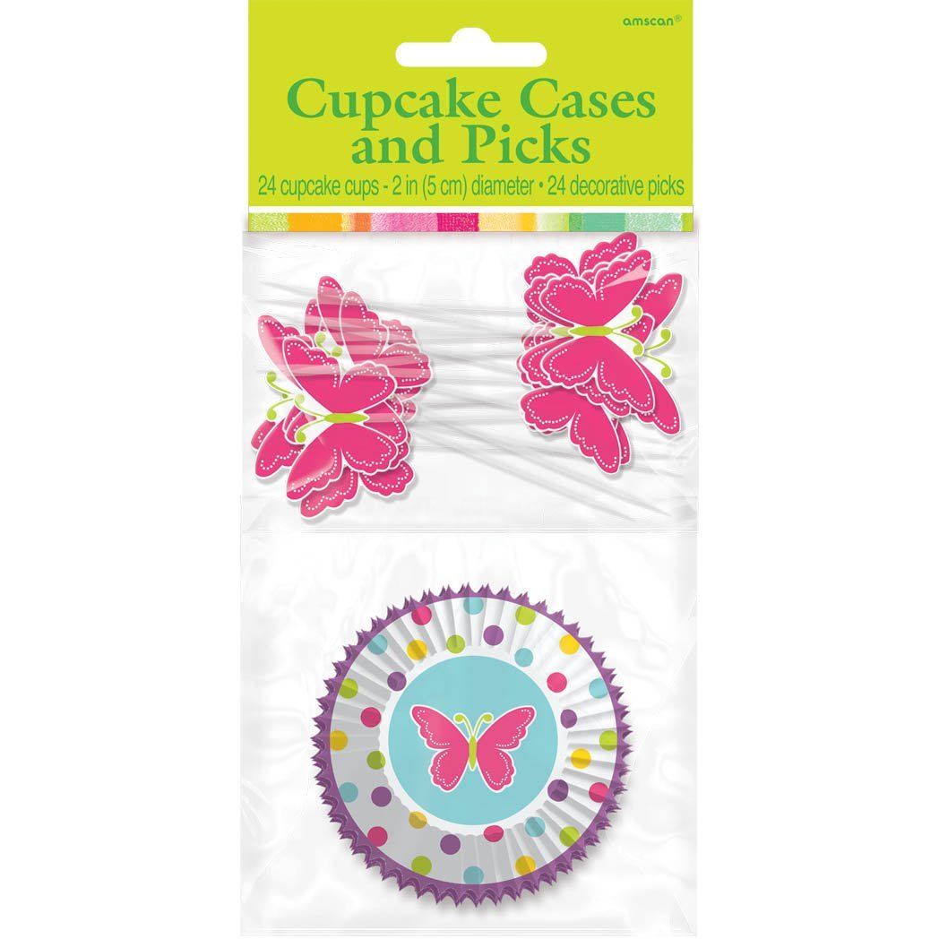 Spring Cupcake Cases And Picks - 24pcs