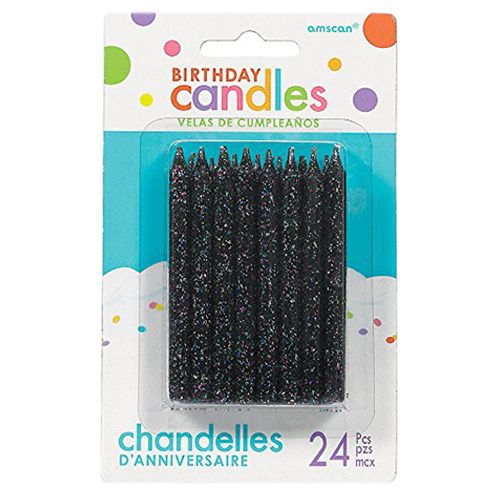 Amscan - Spiral Glitter Candles Large 24pcs - Black