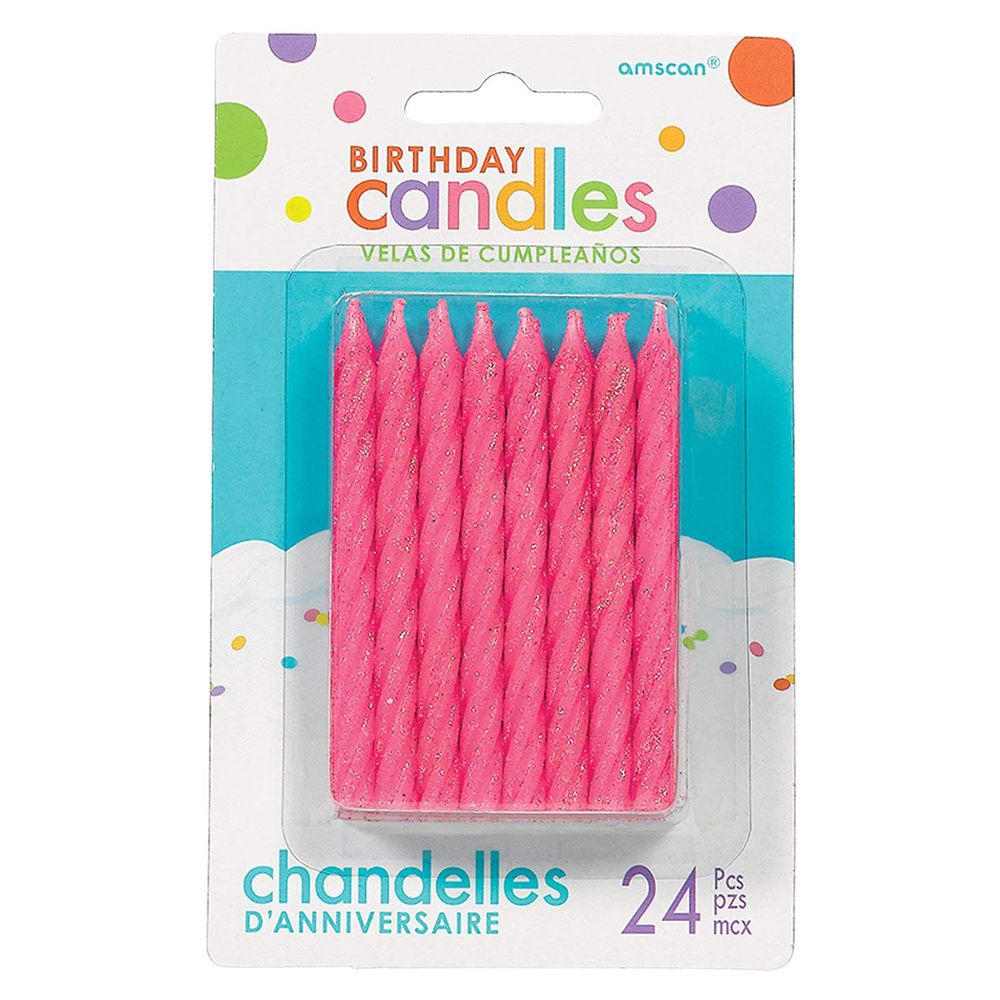 Amscan - Spiral Glitter Candles Large 24pcs - Pink