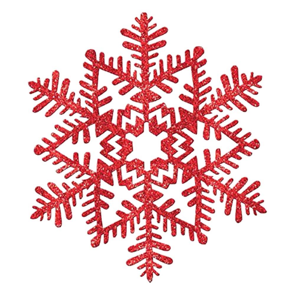 Glitter Snowflake Decoration 11" - Red