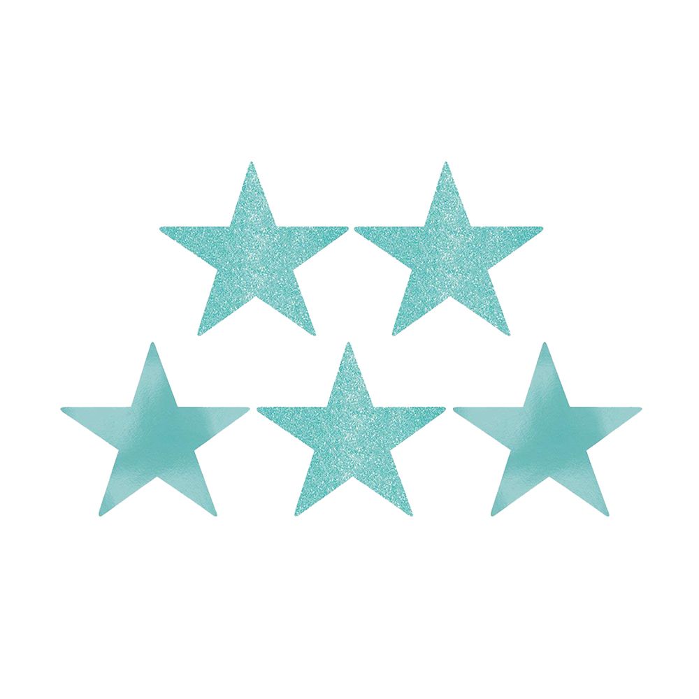 Amscan - Star Foil Cutouts 5" 5pcs - Robins Egg Blue