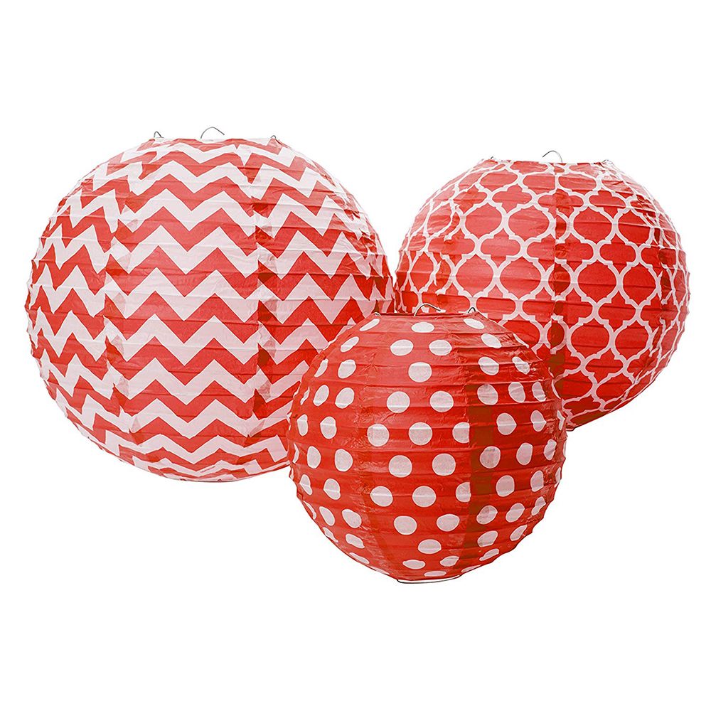 Amscan - Round Paper Lanterns 9" 3pcs - Apple Red