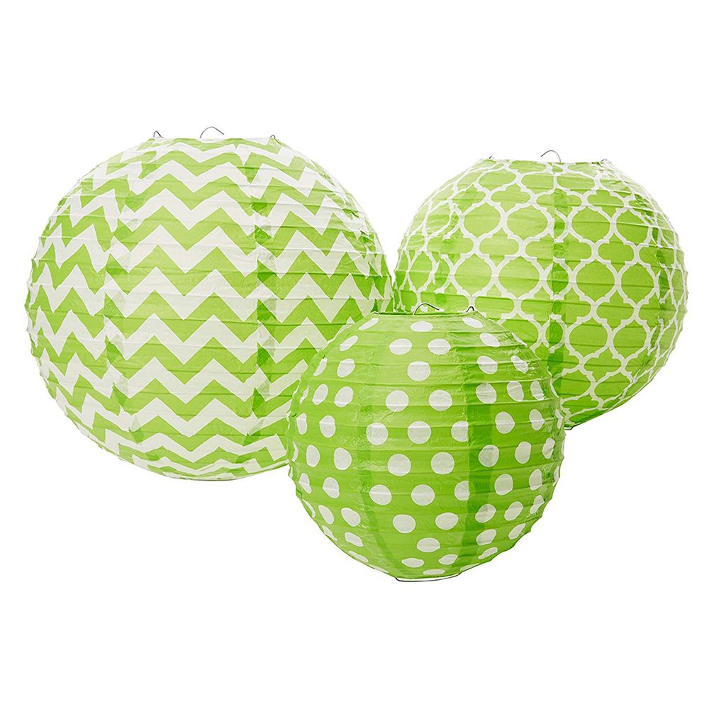 Amscan - Round Paper Lanterns 9" 3pcs - Kiwi Green