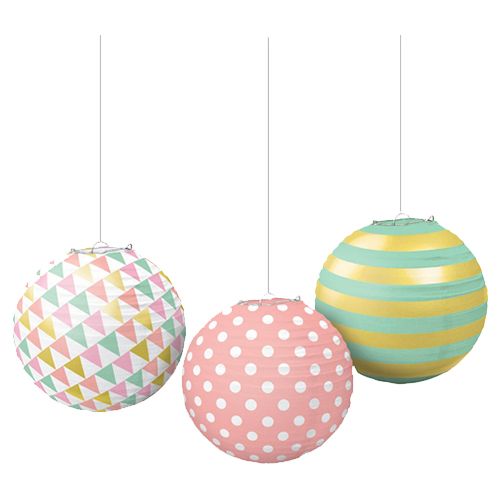 Amscan - Pastel Round Paper Hanging Lantern 9.5" 3pcs