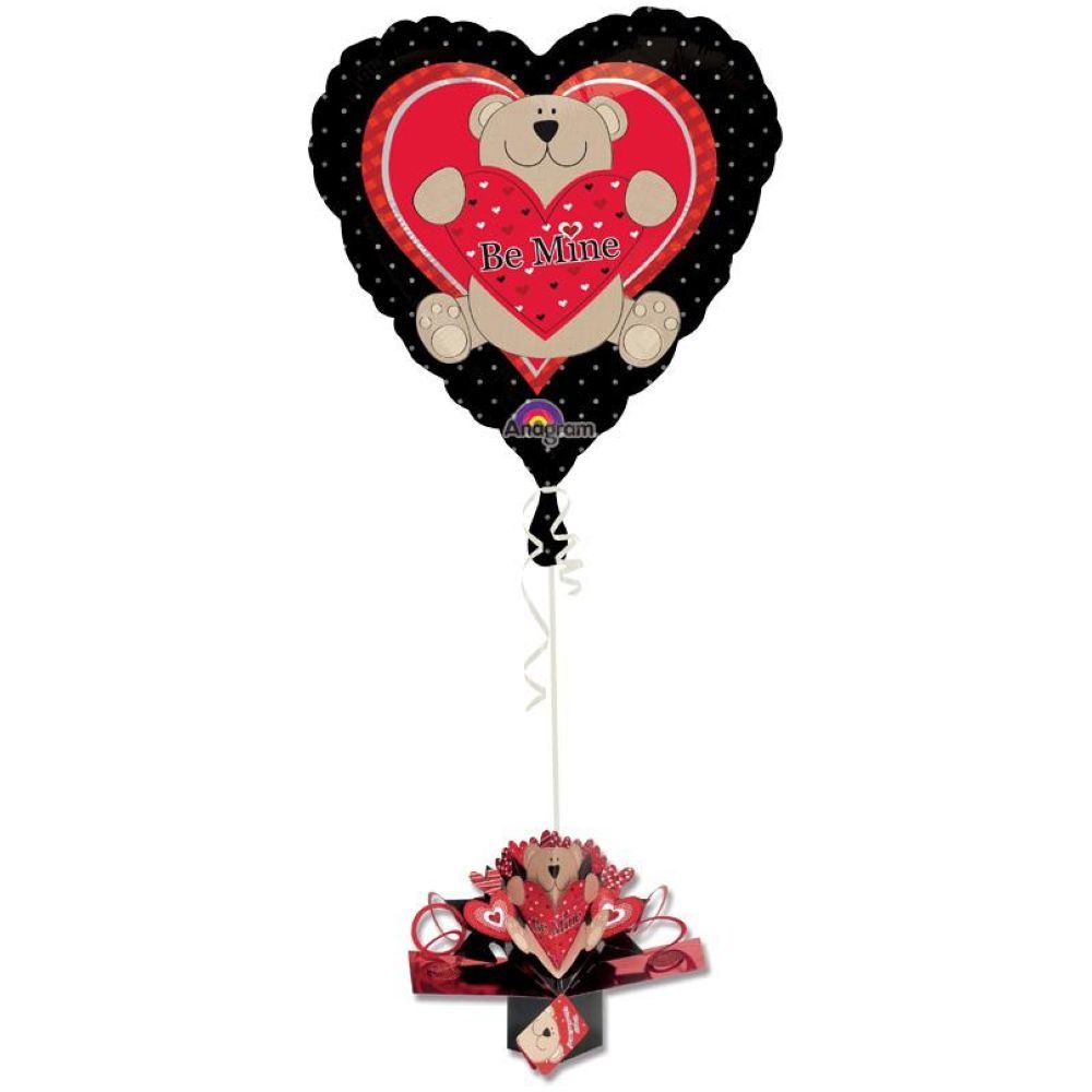 Valentines Pop-Up Be Mine Bear Foil Balloon