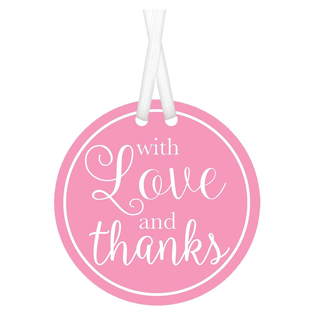 Amscan - With Love And Thanks New Tags 2" 25pcs - Pink