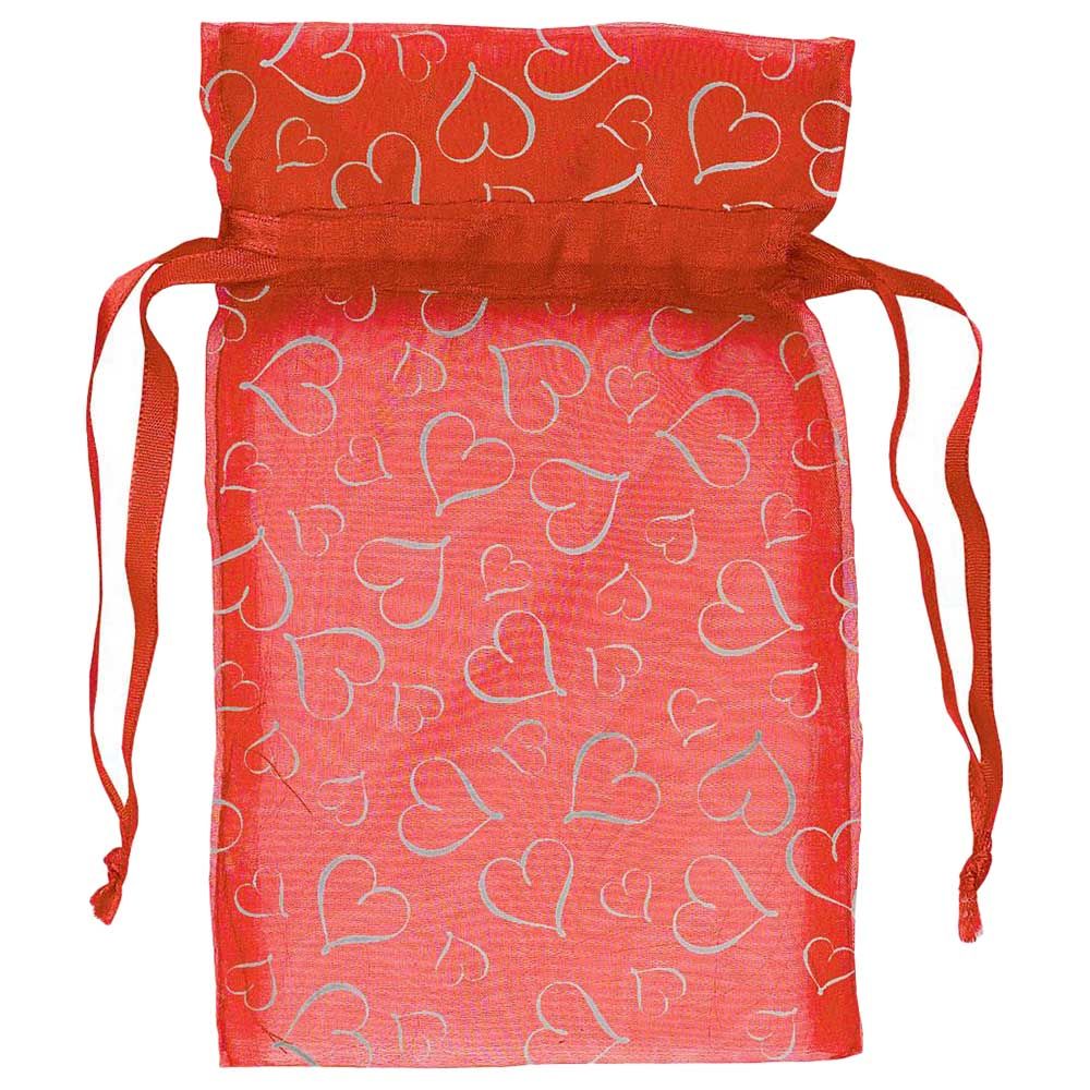 Valentine Organza Bag Printing 12pcs - Red