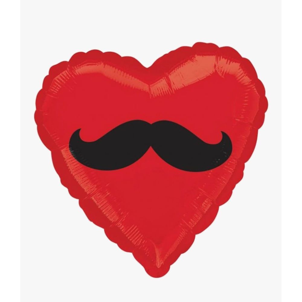 Valentines Mustache Heart Foil Balloon