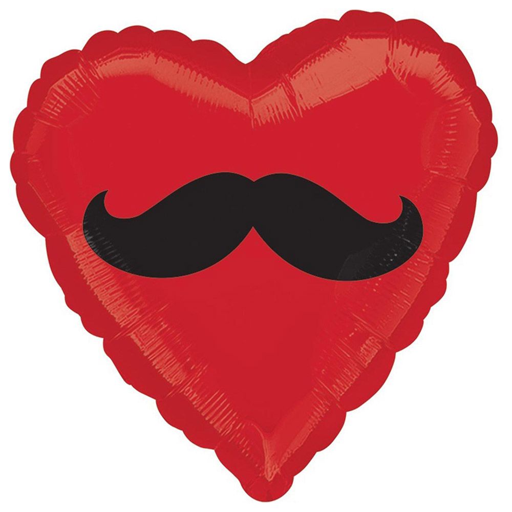 Mustache Heart Shape Foil Balloon 28in