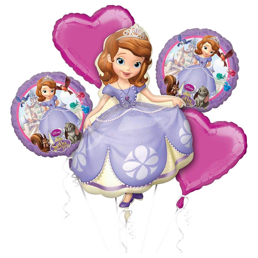 Party Centre - Sofia The First Balloon Bouquet 5pcs