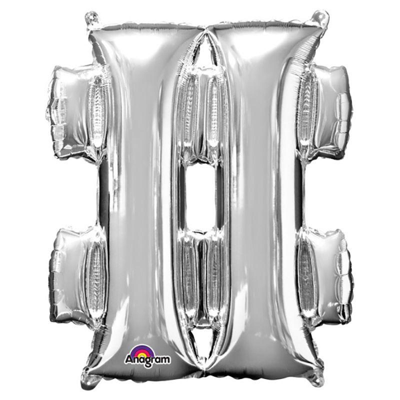 Party Centre - Hashtag SuperShape Foil Balloon - Silver