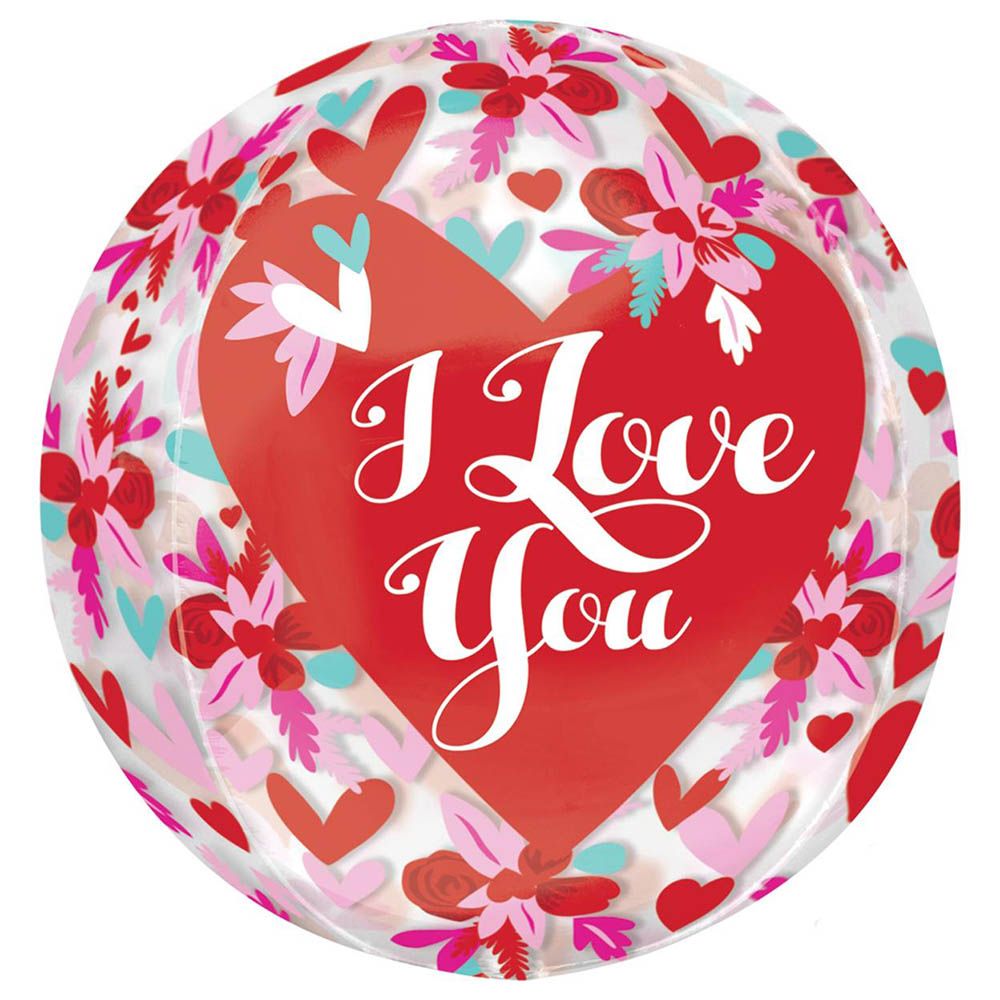 I Love You Flowers Orbz Balloon 38 x 40cm