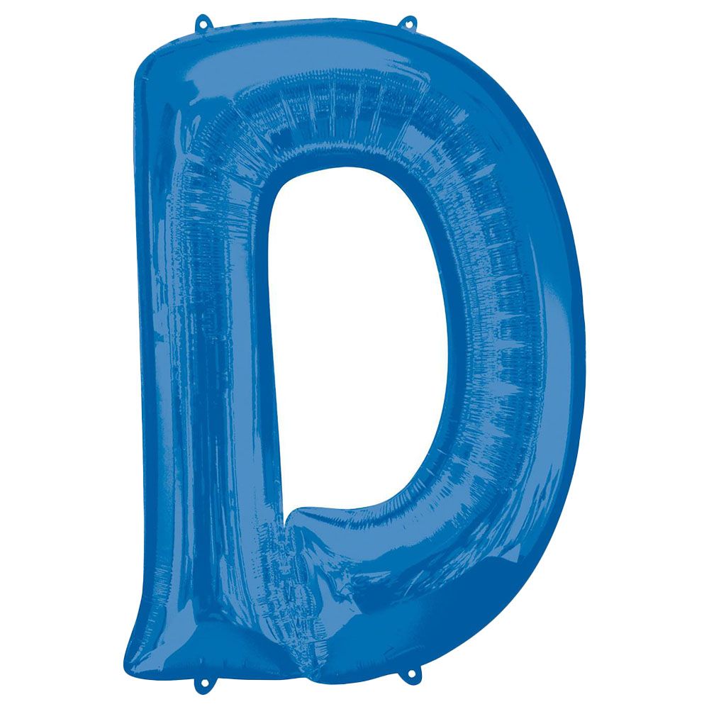 Party Centre - Letter D SuperShape Foil Balloon - Blue