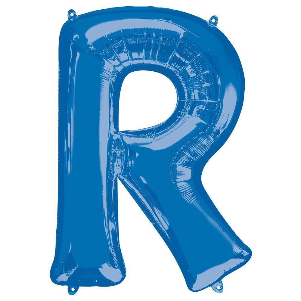 Party Centre - Letter R SuperShape Foil Balloon - Blue