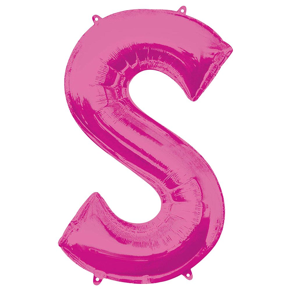 Party Centre - Letter S SuperShape Balloon - Pink