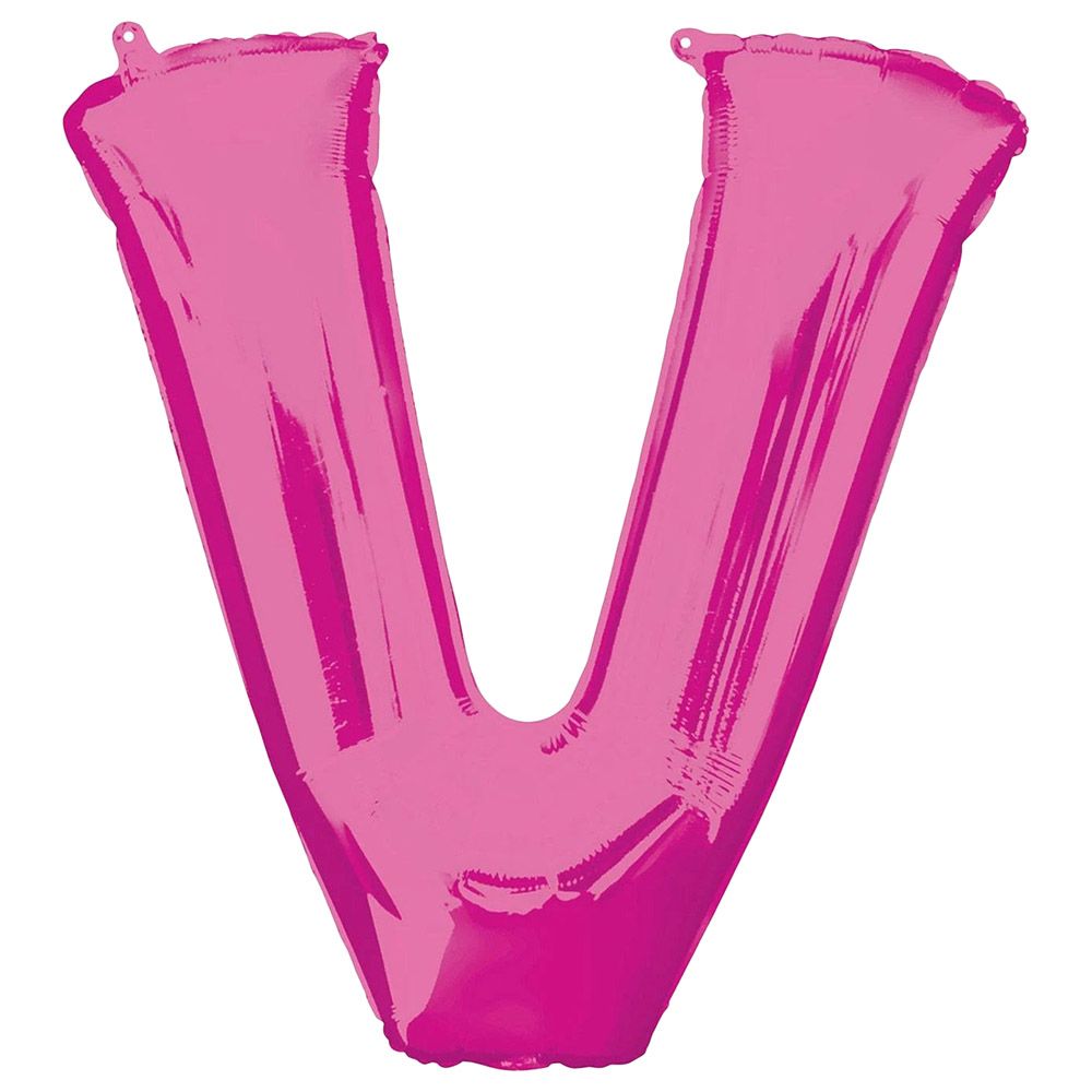 Party Centre - Letter V SuperShape Foil Balloon - Pink