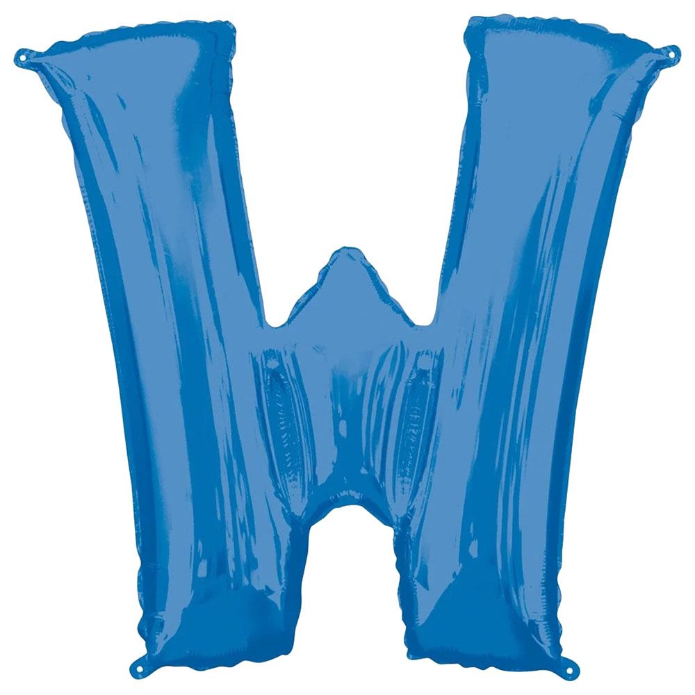 Party Centre - Letter W SuperShape Foil Balloon - Blue